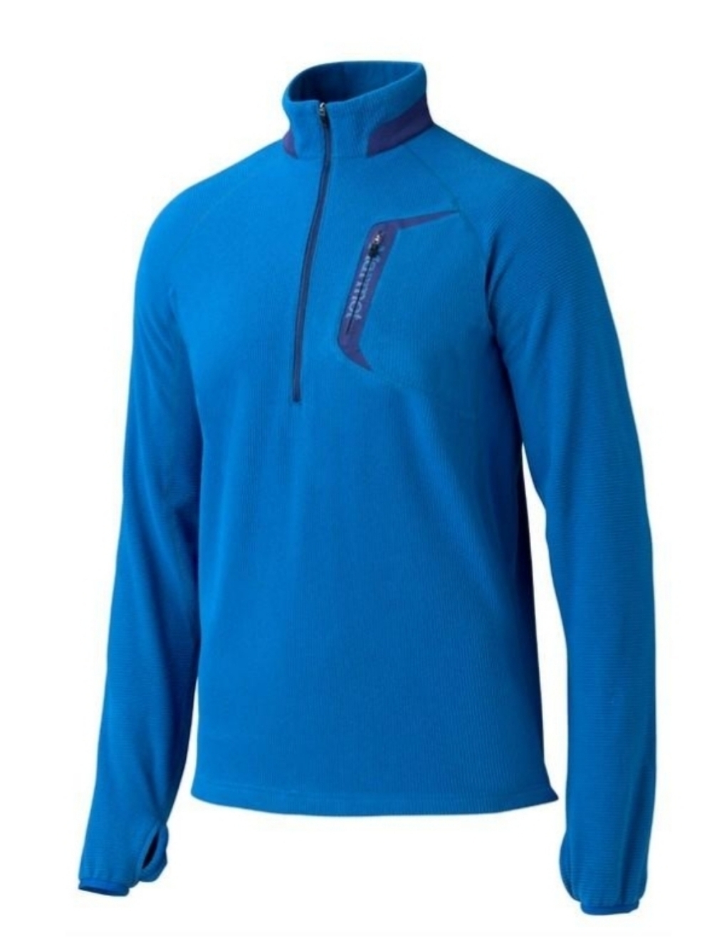 Marmot Alpinist 1/2 Zip Jacket Blue Grid Fleece Lightweight Pullover Thumbholes